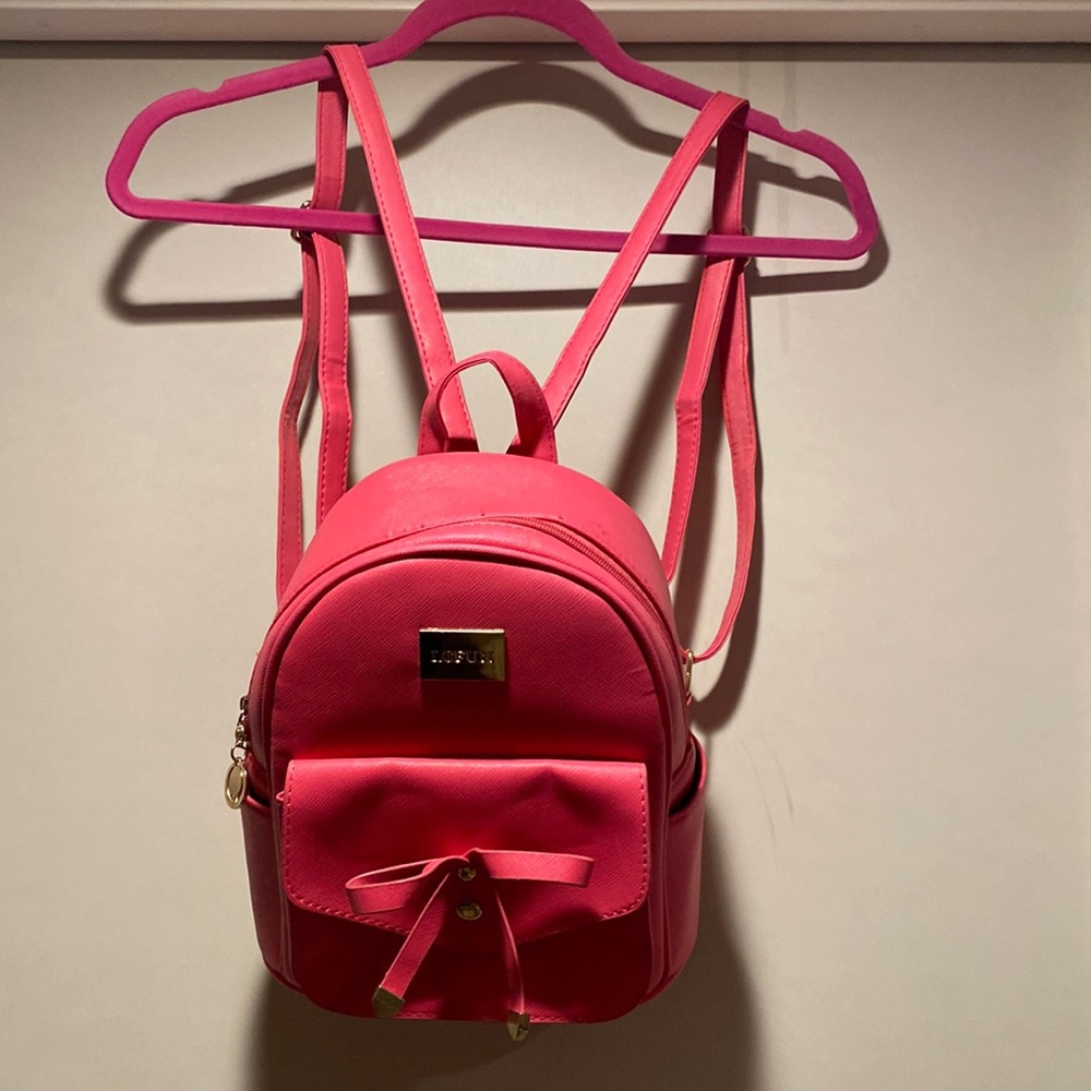 Pink mini backpack with bow - Picture 2 of 11